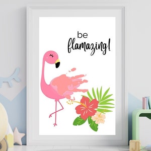 Flamingo Footprint Art | Be Flamazing Handprint Art Crafts for Kids | Tropical Flamingo Footprint Painting for Baby | Daycare Printouts