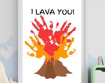 I Lava You Volcano Handprint Art | Volcano Footprint Art | Science Handprint Printable | Love Footprint Craft | Craft for Kids | Baby Craft