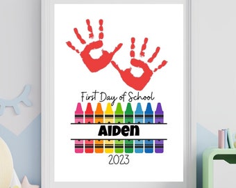 First Day of School Handprint Art | First Day of School Footprint Art | Custom Back to School Handprint Craft | Made to Order Craft for Kids