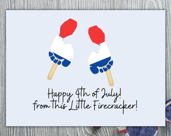 Happy 4th of July Footprint Art | Fourth of July Footprint Craft for Infants | Firecracker Popsicle Footprint Art | Red White and Blue Craft