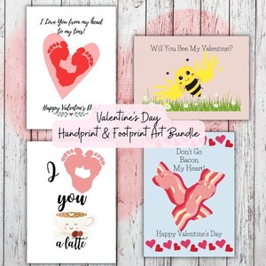 Valentinstag Fußabdruck Kunst Bündel | Valentinstag Handabdruck Kunst | Valentinstag Handabdruck Printable | Fußabdruck Handwerk | Baby-Handarbeit