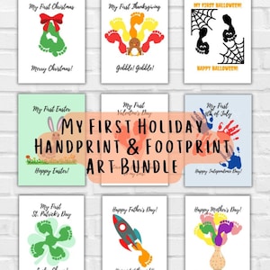 First Holiday Footprint Art | First Holiday Footprint Craft | First Holiday Handprint Art Printable | Baby Craft | Craft for Infants