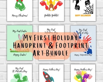 First Holiday Footprint Art | First Holiday Footprint Craft | First Holiday Handprint Art Printable | Baby Craft | Craft for Infants