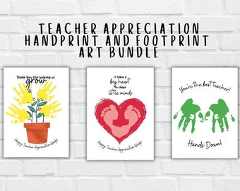 Teacher Appreciation Footprint Art Bundle | Teacher Appreciation Handprint Printable Bundle | Footprint Craft | Handprint Art | Baby Craft
