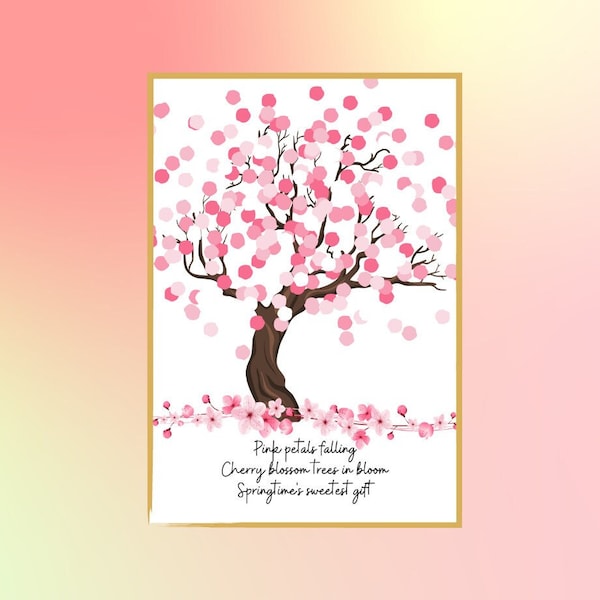 Cherry Blossom Fingerprint Art | Spring Fingerprint Art | Fingerprint Craft | Crafts for Kids | Fingerprint Printable | Cherry Blossom Tree