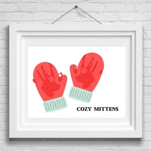 Winter Mittens Handprint Craft | Mittens Handprint Art | Snow Gloves Handprint Printable | Winter Crafts for Kids | Winter Crafts for Infant