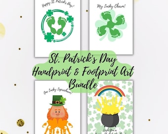 St. Patrick's Day Footprint Art Bundle | St. Patrick's Day Handprint Printable Bundle | Footprint Craft | Handprint Art | Baby Craft