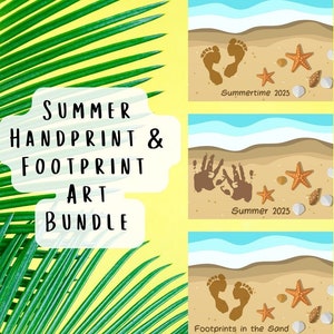 Sommer Handabdruck Kunst | Sommer Fußabdruck Art Printable | Art Printable Strand für Baby | Sommer Handabdruck Kunst | Spuren im Sand