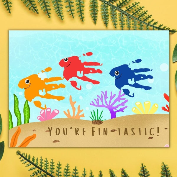 You're Fin-Tastic Fish Handprint Art | Summer Ocean Fish Footprint Art Crafts for Kids | Sea Fish Painting Activity for Toddlers Babies