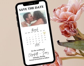 Minimalist Wedding Save the Date with Picture | Electronic Save the Date | Calendar Save the Date | Digital Save the Date | Modern Invite