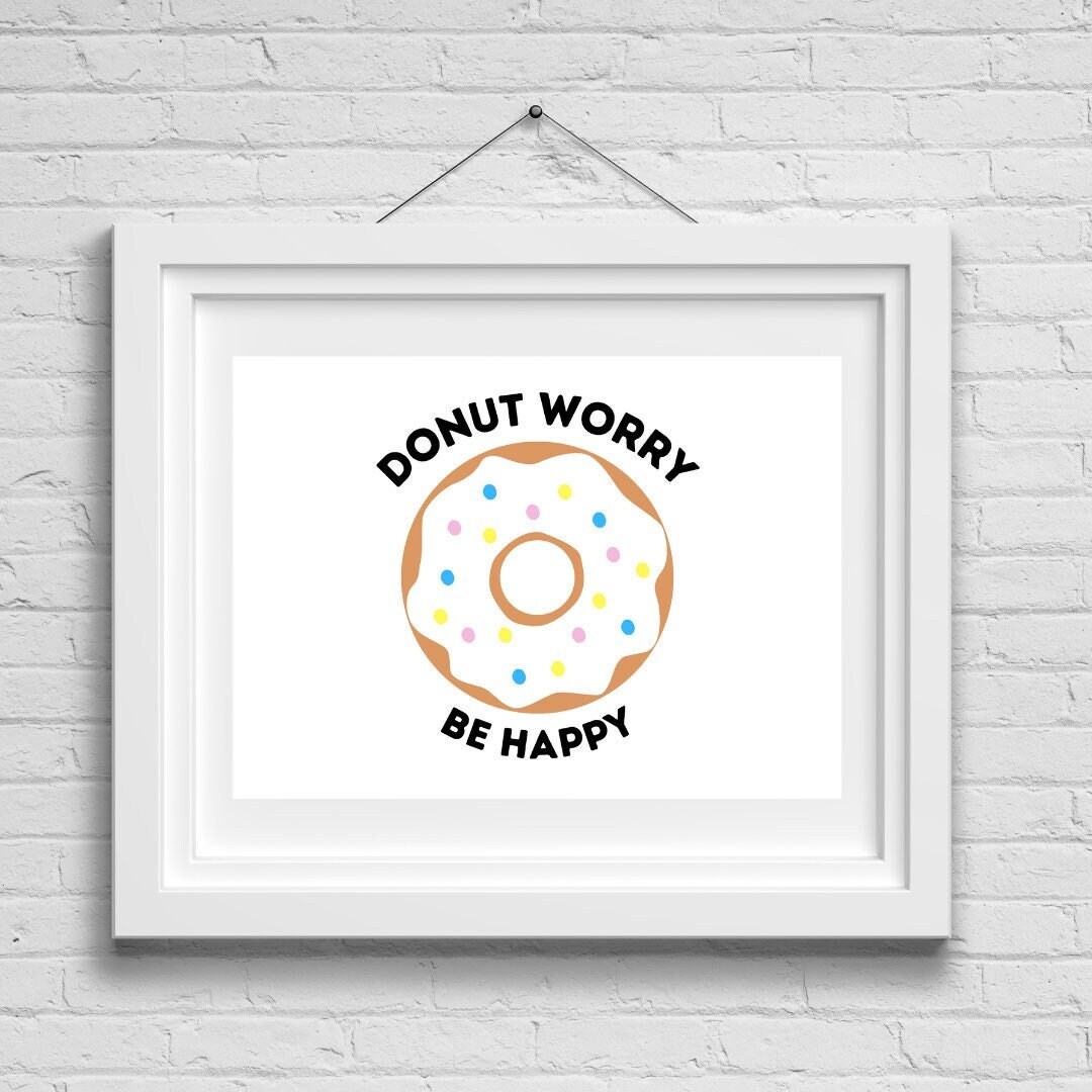 Donut Fingerprint Art | Donut Worry Be Happy Fingerprint Art | Fingerprint Craft for Kids | Fingerprint Printable | Don't Worry Be Happy