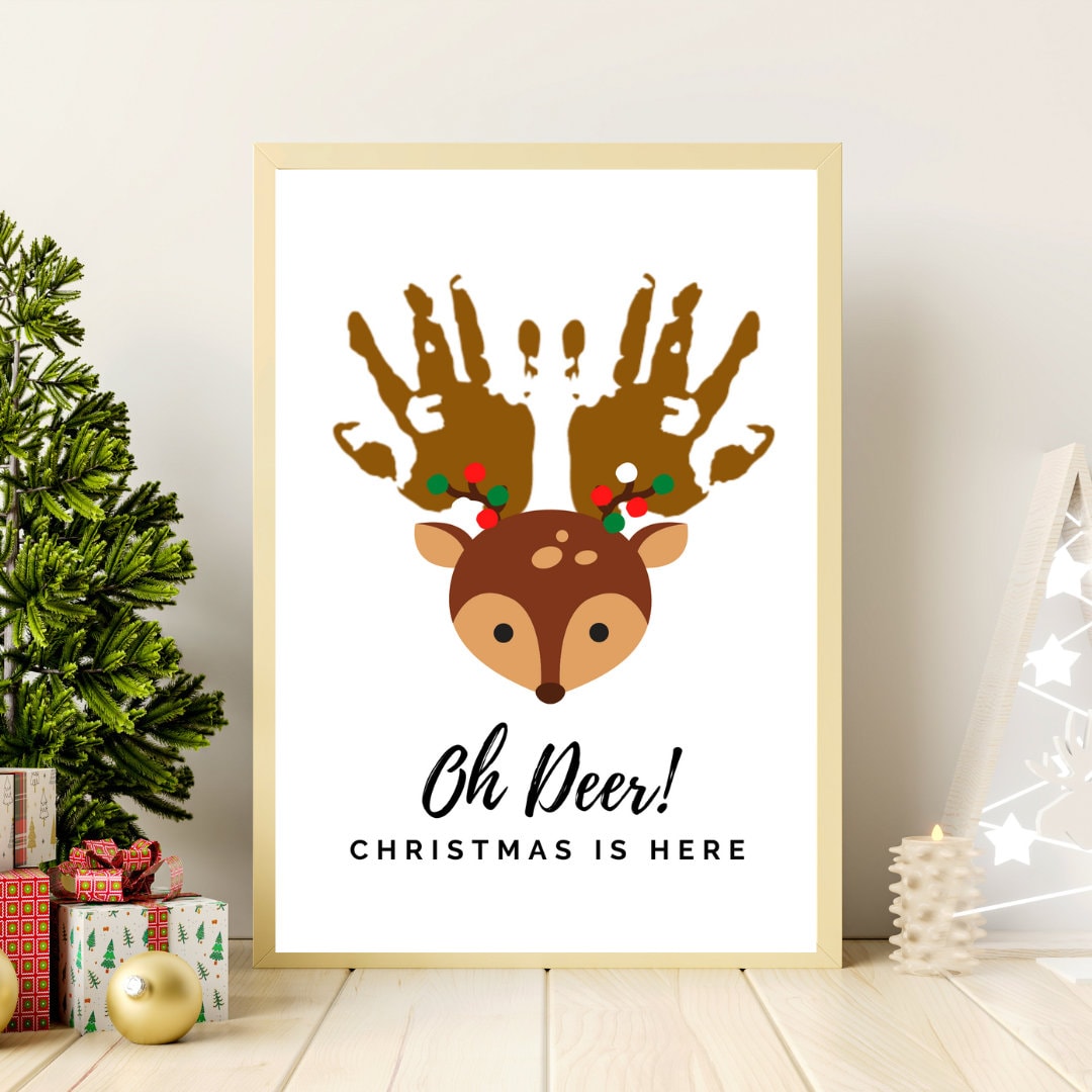 トナカイのクリスマス足跡アート | Oh Deer Christmas is Here 手形