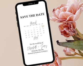 Minimalist Wedding Save the Date | Electronic Save the Date | Calendar Save the Date | Digital Save the Date | Modern Save the Date