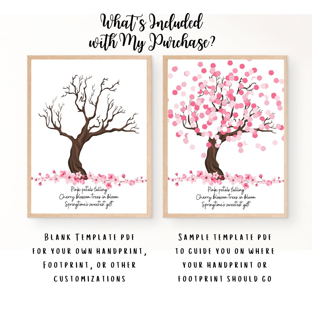 Spring Handprint Tree Cherry Blossom Fingerprint Art | Spring Fingerprint Art | Fingerprint ...