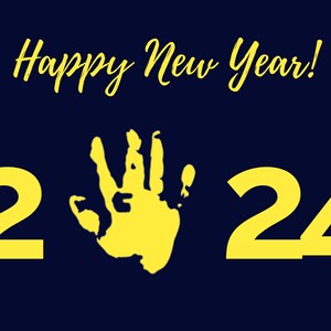 2024 Happy New Year Handprint Art Printable | 2024 New Year Footprint ...