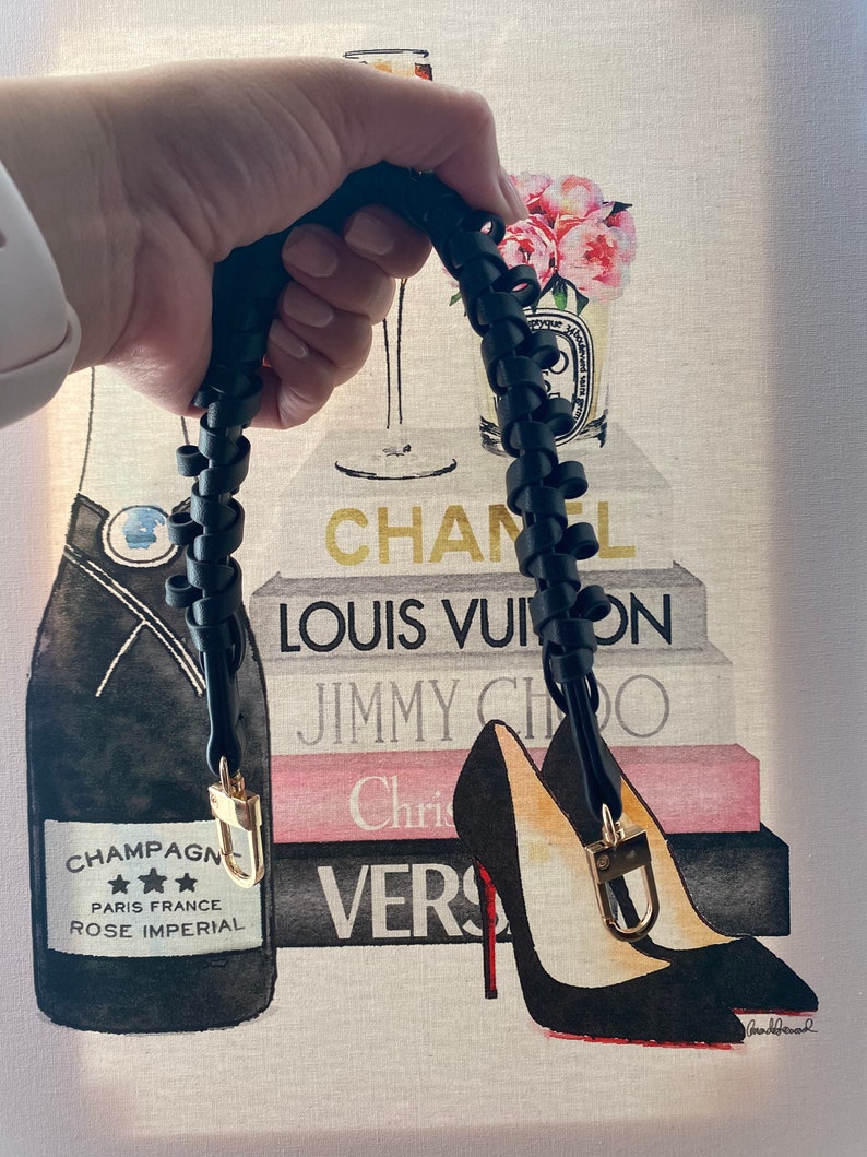 Black Leather Top Handle Strap Etsy