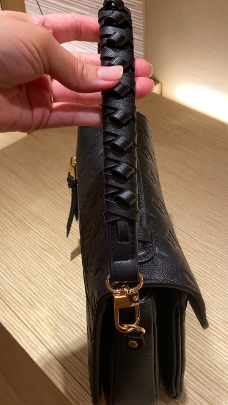 Black Leather Top Handle Strap Etsy