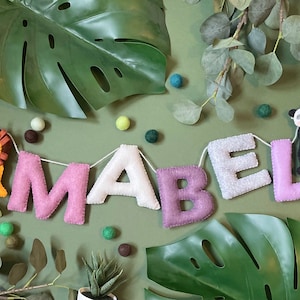 Ghirlanda con nome safari, ghirlanda con nome giungla, cameretta per bambini, striscione con nome, ghirlanda con nome, bandierina con nome, regalo per baby shower