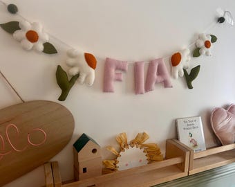 Personalized Flower Name Garland: Wool Felt Nursery Decor