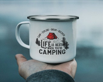 Camping Mug, Enamel Mug, Outdoor Mug, Adventure Mug, Mountain Mug