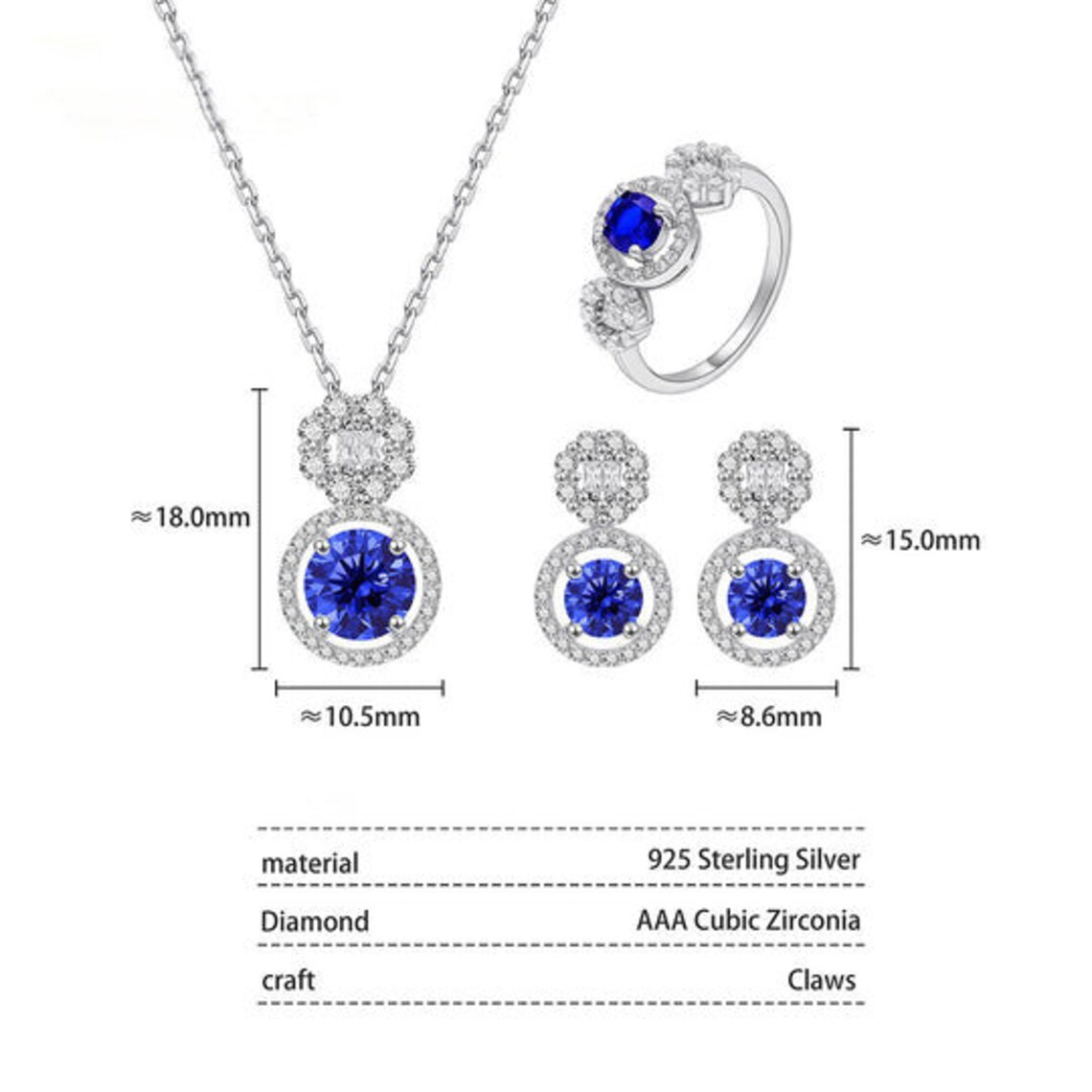 Sterling Silver 925 Jewelry Set Etsy