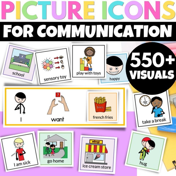 Picture Visuals for Autism AAC Special Education Visuals Speech Therapy Autism Communication Book All Done Visual Communication Visuals