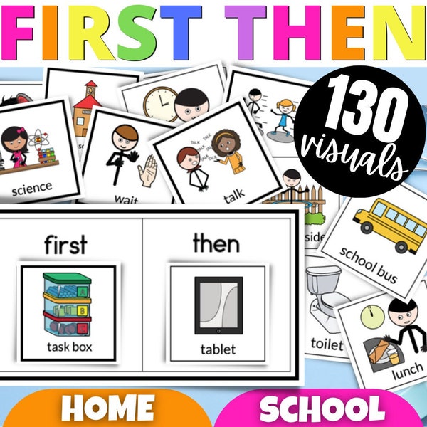 First/Next/Then Sequencing Board & 120 Symbols Visual Aid for ASD ADHD Learning Difficulty Visual Learners Pre-School PDF Printable