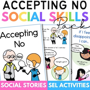 Att inte acceptera någon social berättelse med aktiviteter för förskola | Specialpedagogik | Autism | SEL-aktiviteter, visuella bilder och ASK | Emotionell reglering