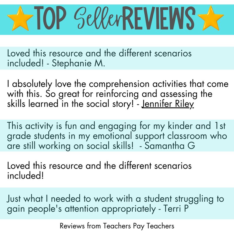 May include: A light blue background with white text that reads "TOP Seller REVIEWS".  Five customer reviews are displayed in white text on a light blue background.  The reviews are positive and highlight the value of the product.  The text at the bottom of the image reads "Reviews from Teachers Pay Teachers".
