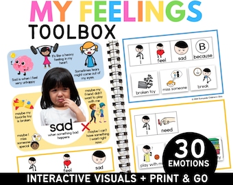 Quaderno interattivo sulle emozioni / Supporti visivi e strumenti di coping per la CAA / Attività SEL per bambini / Risorsa stampabile per la regolazione emotiva