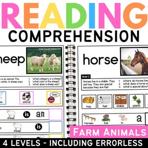 Farm Animal Reading Comprehension for AAC | Special Education Literacy ...