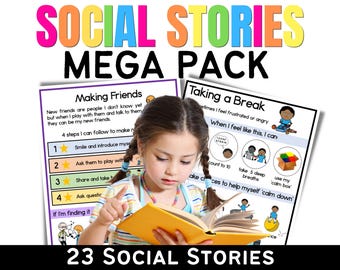 23 storie sociali per conversazione, amicizia, comportamento e abilità sociali / Autismo, logopedia, educazione speciale, SEL / Autoregolamentazione