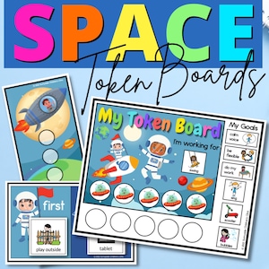 Space Token Boards | Behavior Management Charts | First Then Boards | Visual Supports | Autism Special Ed Reward System