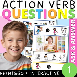 Action Verbs for Speech Therapy | Ask & Answer Questions | AAC Resource | Special Education | Autism Support Tool | Language Development