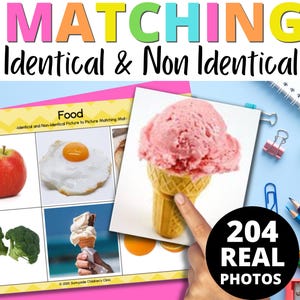 Corrispondenza identica e non identica - Schede fotografiche reali per ABA, autismo, educazione speciale, scuola materna, cartelle di file, intervento precoce