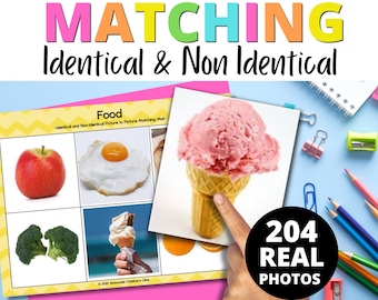 Identical & Non Identical Matching – Real Photo Cards for ABA, Autism, Special Education, Preschool, File Folders, Early Intervention