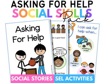 Asking for Help Social Story | Requesting Help SEL Activities | AAC Visuals | Autism | Special Education | Social Skills | Communication