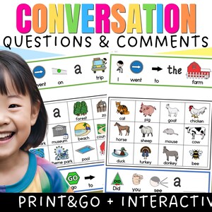 Enkla konversationsfrågor Besvara konversationsfrågor Interaktiva bilder AKK Logopedi Specialpedagogik Autism AKK-bilder