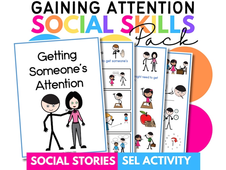 Getting Someone’s Attention Social Stories & Activities – Autism, ABA, Special Education, Social Skills, SEL, Behavior Support, Speech Tool image 1