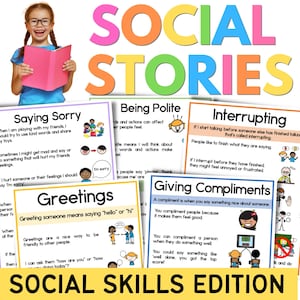 Social Stories Pack – Interrupting, Saying Sorry, Compliments, Greetings, Being Polite – Autism, Social Skills, ABA, Special Education, SEL image 1