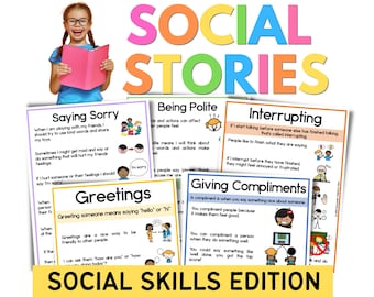 Social Stories Pack – Interrupting, Saying Sorry, Compliments, Greetings, Being Polite – Autism, Social Skills, ABA, Special Education, SEL