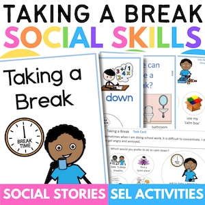 Er even tussenuit Sociaal verhaal | Emotionele regulatie | SEL-activiteiten | Autisme | Speciaal onderwijs | Logopedie | Breekkaarten | Taakkaarten