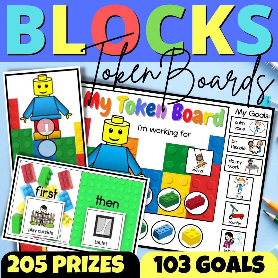 Token Board Reward Chart for Kids With First Then Schedule Building