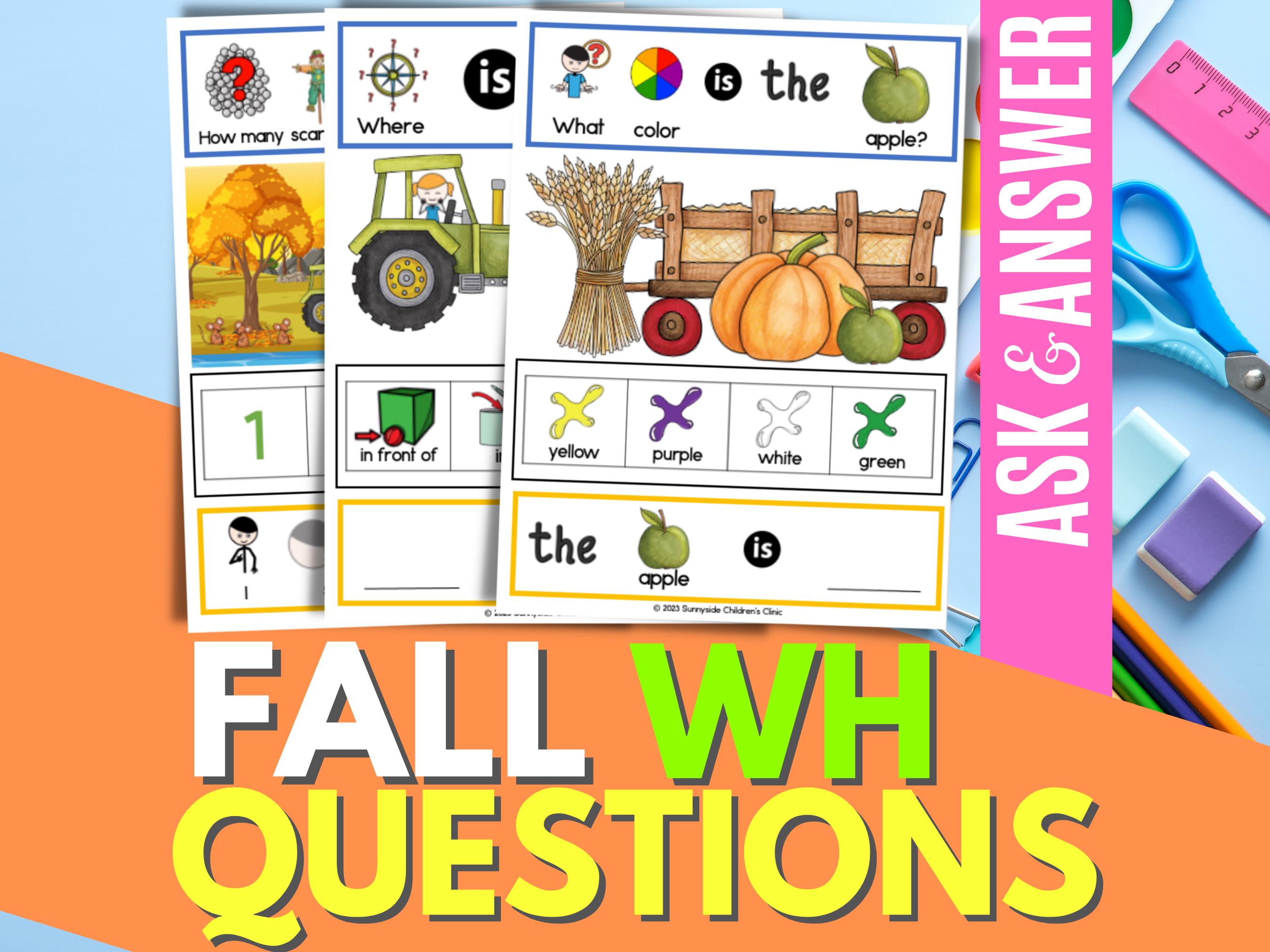 Fall Questions Autism Powerpoint WH Questions AAC Visuals | Speech Therapy | Special Education Autism ...