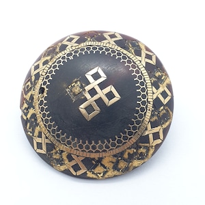 Antique Victorian  Large Tortoise Shell Brooch Pique Square Centre 22ct Gold Inlay Vintage Black Pretty Ladies Womens Jewelry Jewelry
