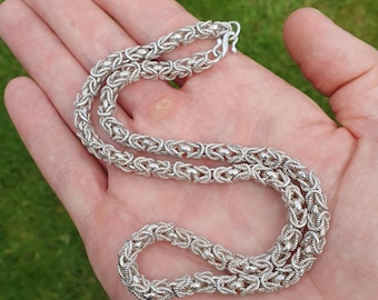 Heavy Handmade 925 Sterling Silver Byzantine King's Chain Necklace