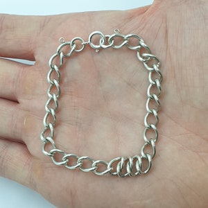 Vintage Sterling Silver Curb Link Chain Bracelet 13.39g 20cm 8&quot; Solid 925 Retro 1970 Womens Jewellery Ladies Girls Jewelry Present Gift