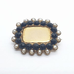 Antieke Victoriaanse 15kt gouden zaadparel en onyx rouwbroche goud 15k 625 Memento Mori Vintage 1800 dames sieraden sieraden sieraden