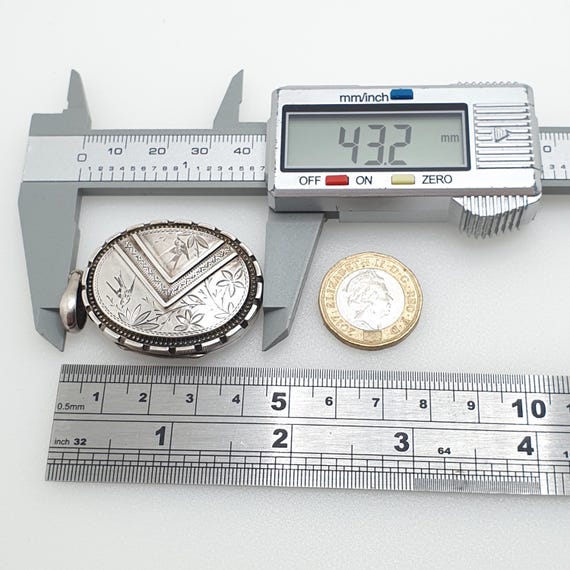 Antique Victorian Solid Silver Bird Locket Pendan… - image 11