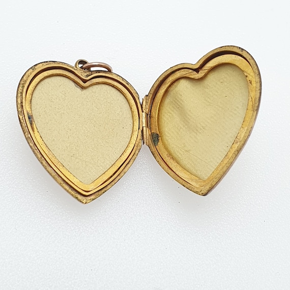Antique 9ct Gold Locket Pendant Heart Front & Bac… - image 7